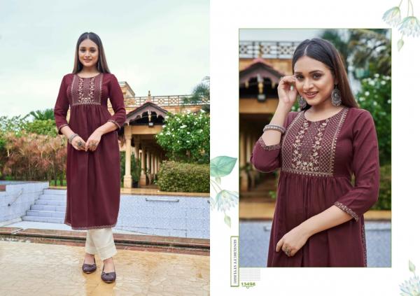 Kalaroop Carbon Fancy Rayon Embroidery Kurti Collection